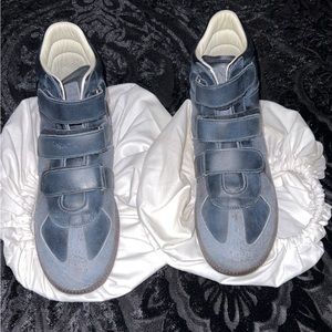 Men's Triple-Strap Burnished Leather & Suede High-Top Sneakers